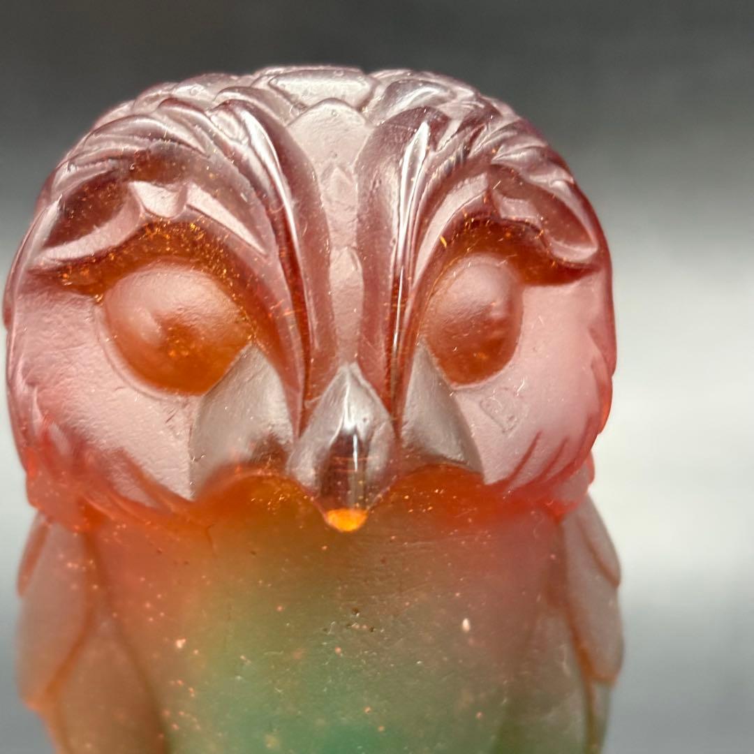 フクロウ 置物 クリスタルガラス ドームフランス オブジェ パートド