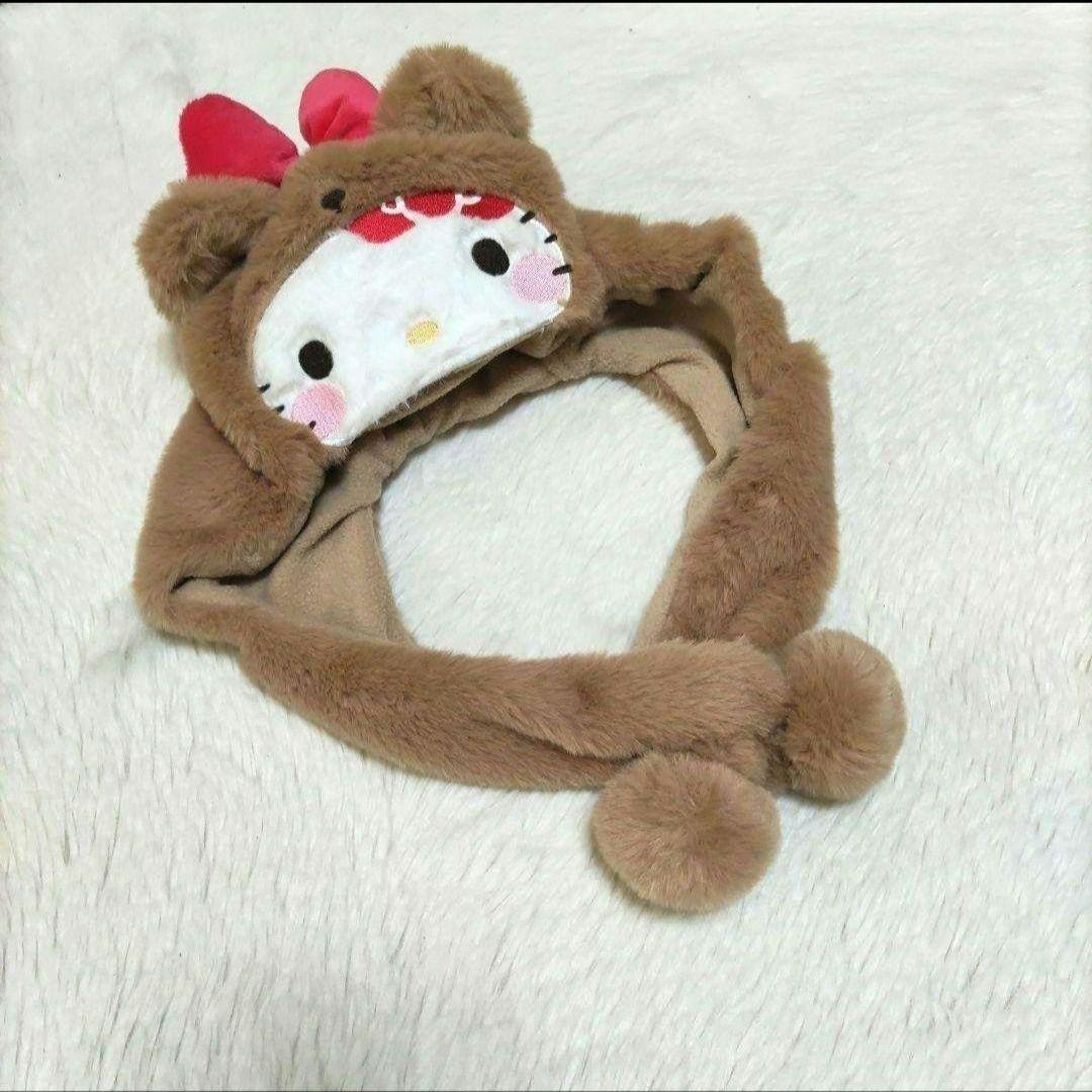 R ハローキティ フードウォーマーなりきりネックマフラー被り防寒ボア