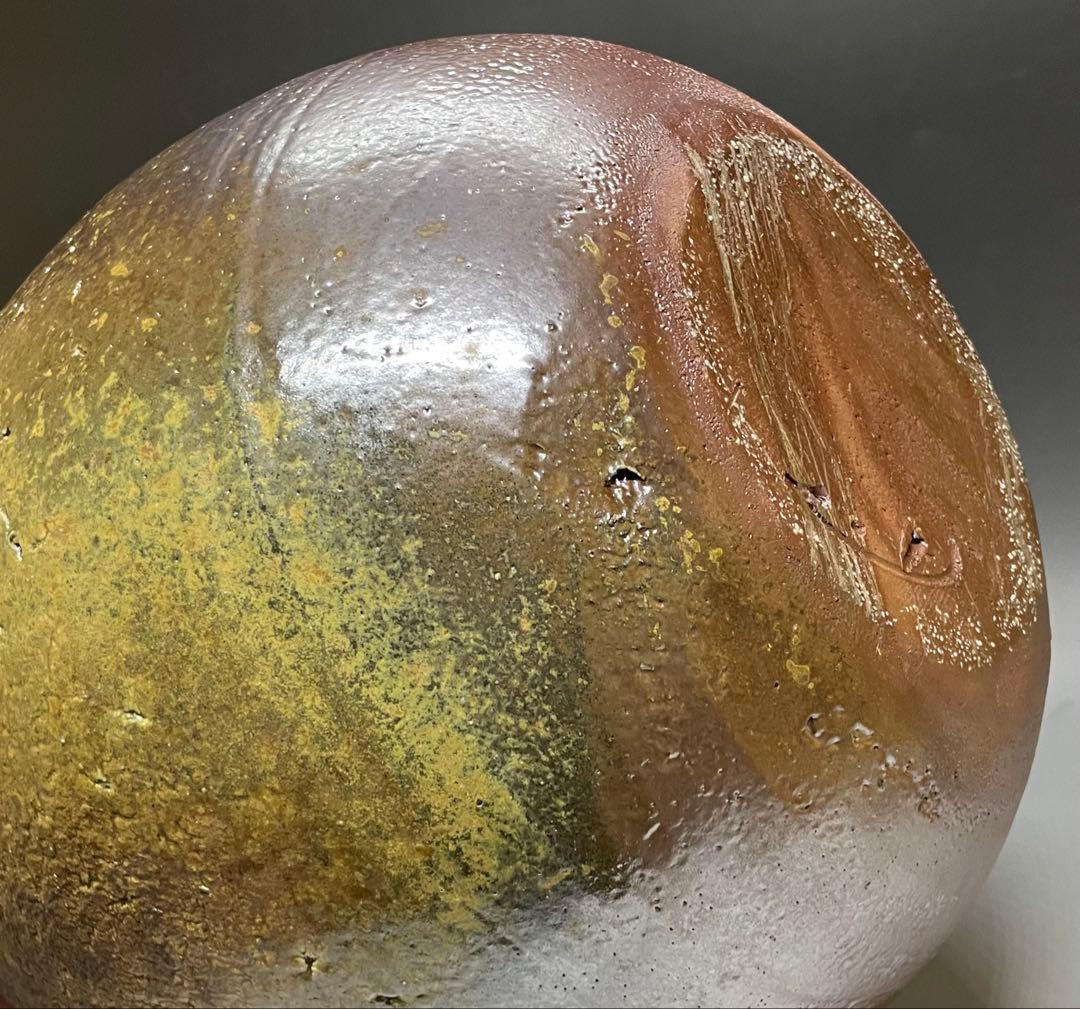 吉本正　備前花器　大作 　32cm 　共箱(四方桟盛蓋) 　共布　栞　Y2