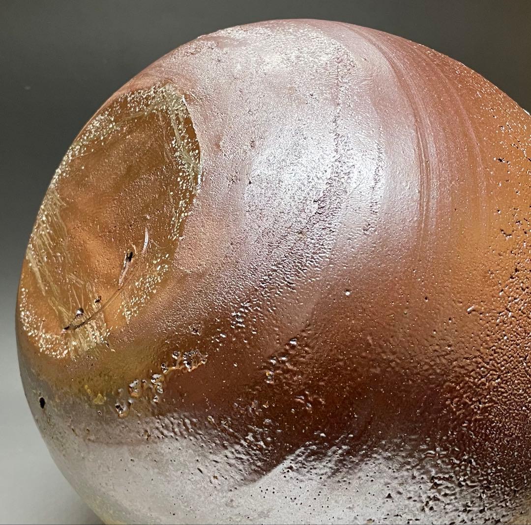 吉本正　備前花器　大作 　32cm 　共箱(四方桟盛蓋) 　共布　栞　Y2