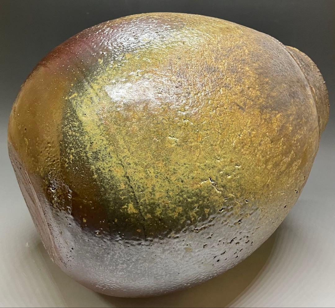 吉本正　備前花器　大作 　32cm 　共箱(四方桟盛蓋) 　共布　栞　Y2