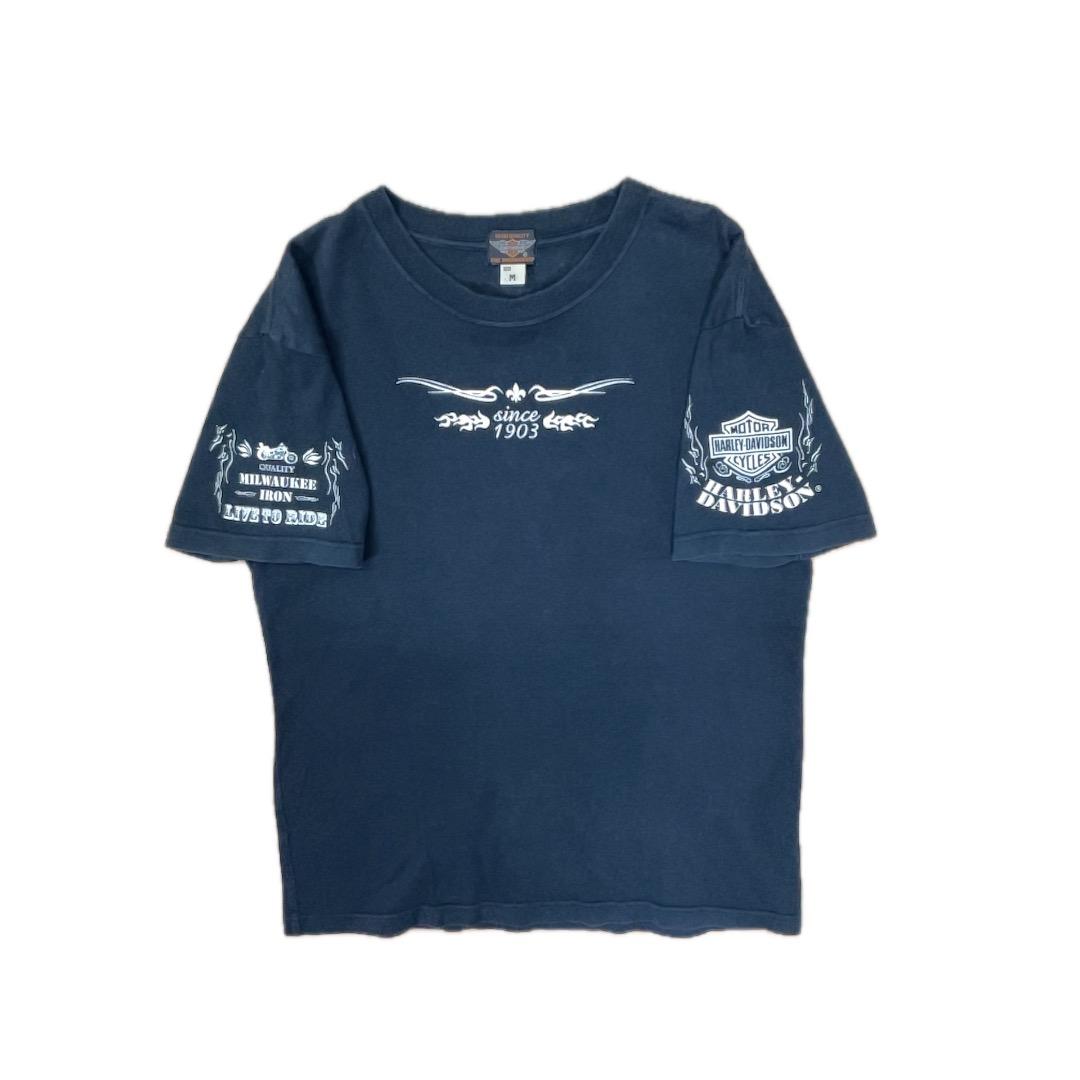 当時物90sUSA製激レアハーレーダビッドソンTシャツサンダーエンジンL紫