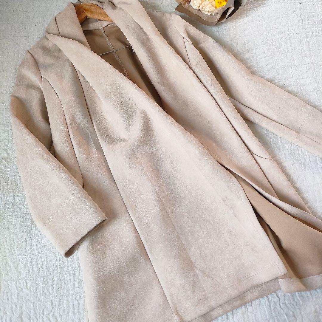 美品】スコットクラブ ショールカラー スエード調コート ベージュ 9号