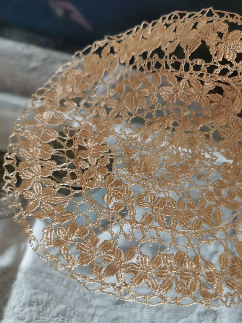 アンティークイタリア マルチーズレース 黄金色の絹糸ボビン編み 19