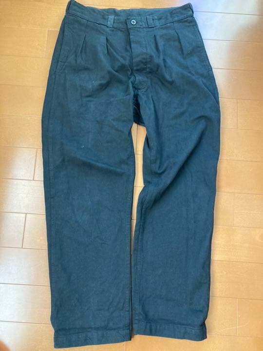 フランス軍M52チノパン後染めブラック フランス軍 後染め M52 タック