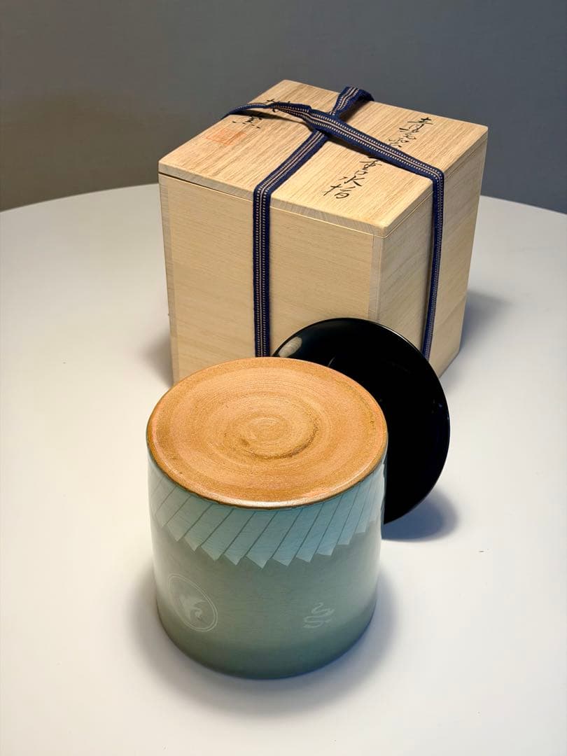 青瓷雲鶴 一重口水指 蓋付きの通販はau PAY マーケット - 輸入雑貨の