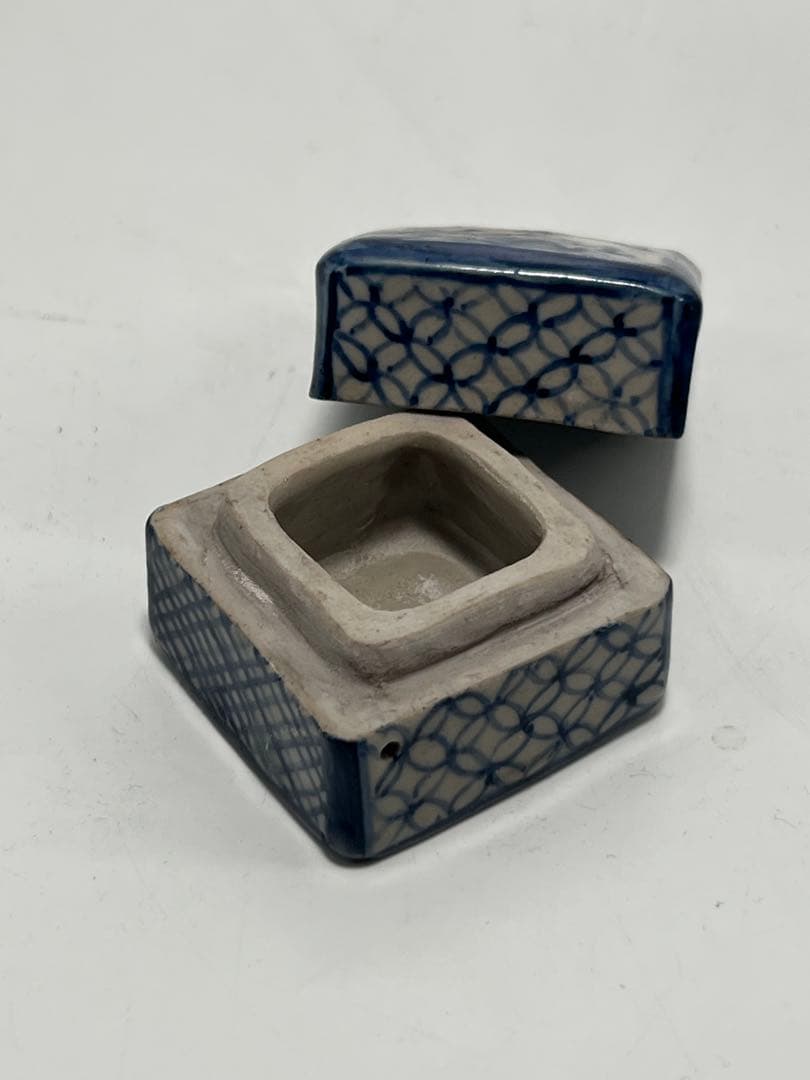 極上 古美術　染付香盒 M--006