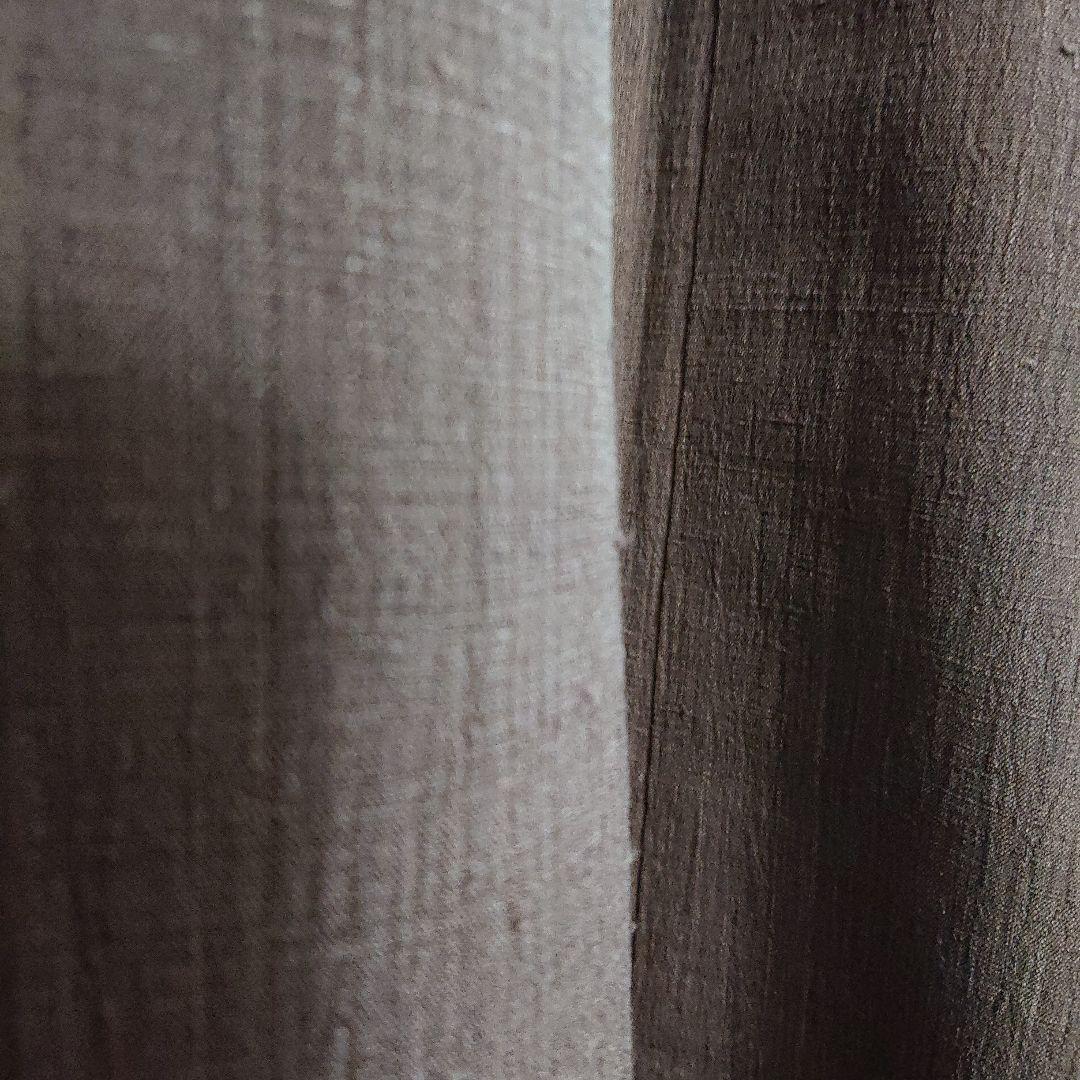 本場結城縮】色無地 臙脂鼠 縮織 着物・浴衣