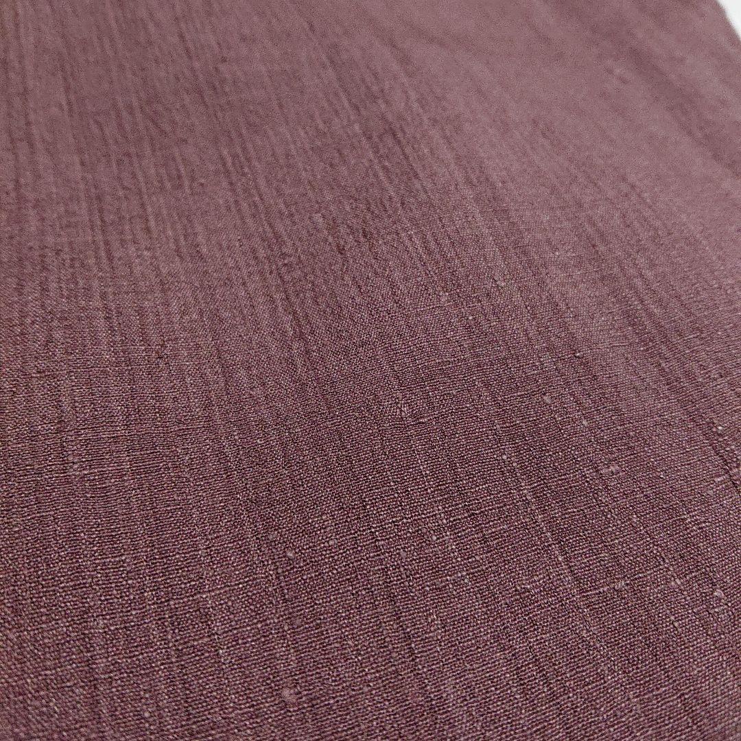 本場結城縮】色無地 臙脂鼠 縮織 着物・浴衣