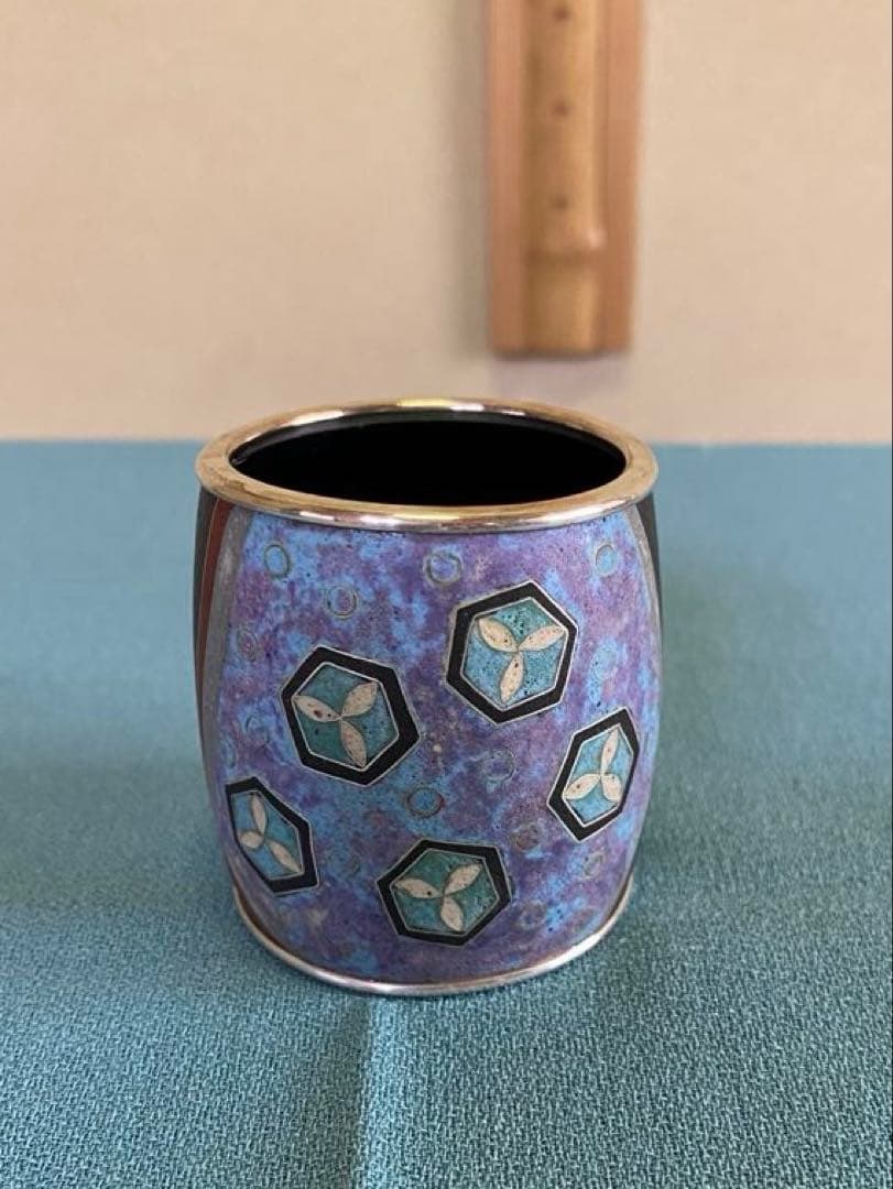 茶道具/蓋置 泥釉七宝作家 上沼緋佐子 『亀甲文 いにしえ』