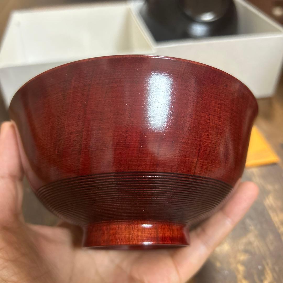 高級漆器　山中木製漆器　木地師　久保出章ニ　伝統工芸士　桜材　お茶漬け椀