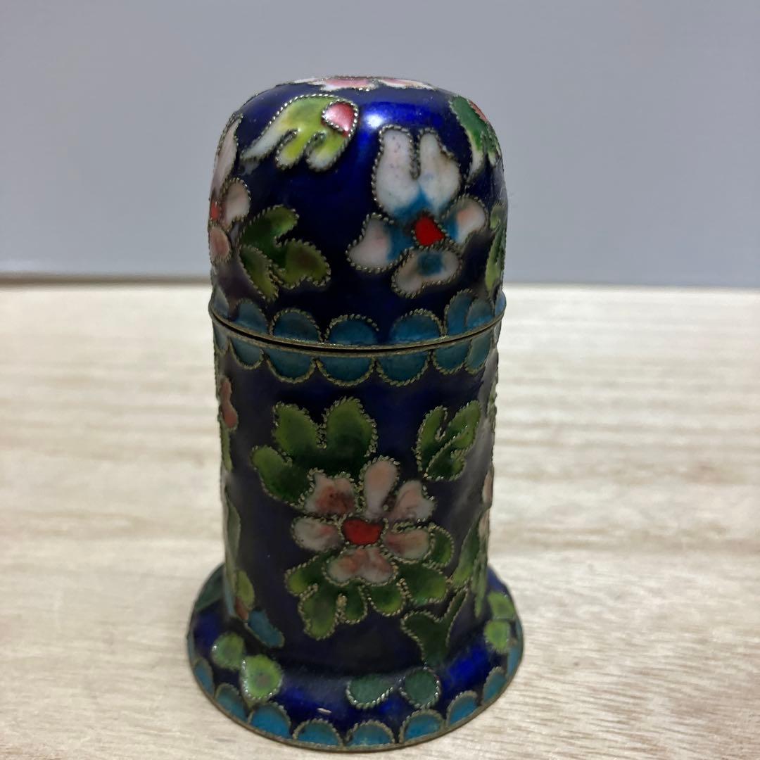 D-4 七宝焼 景泰藍 小物入れ 蓋物 中国古玩 唐物 ミニ容器 花紋 - メルカリ