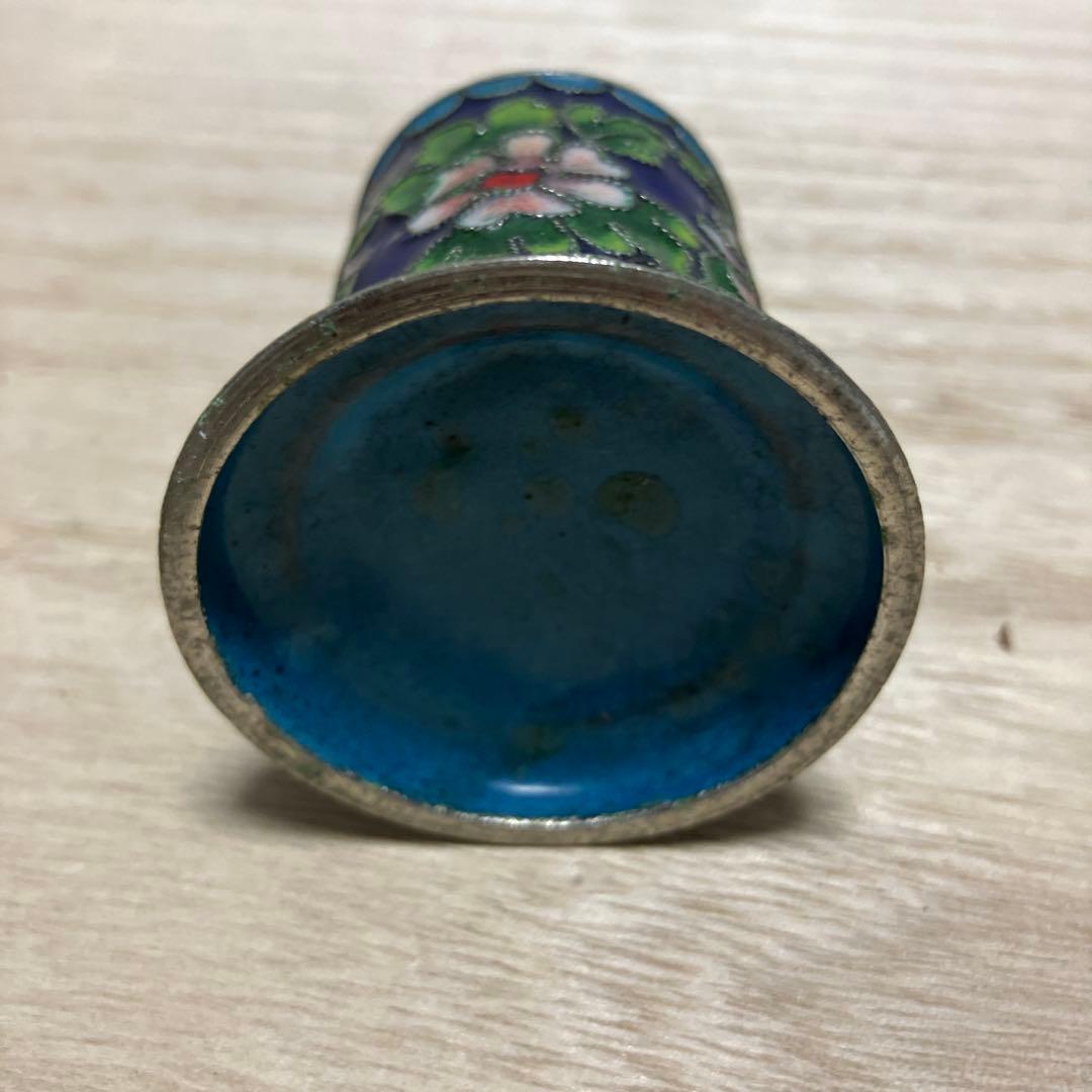 D-4 七宝焼 景泰藍 小物入れ 蓋物 中国古玩 唐物 ミニ容器 花紋 - メルカリ