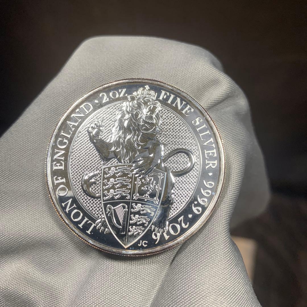 S1 純銀貨 2オンス クイーンズビースト 2016 ライオン・イングランド