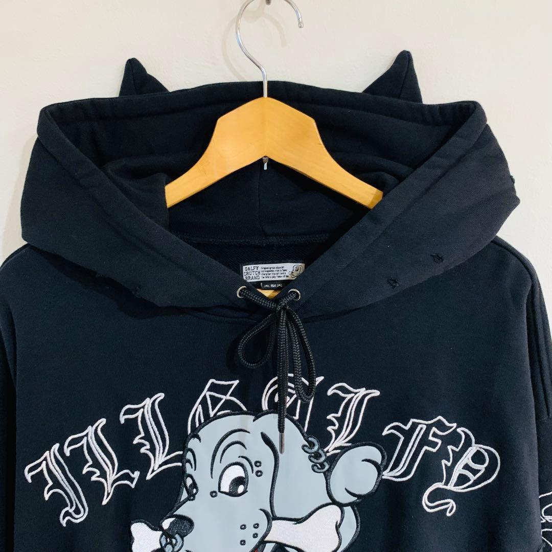 GALFY　ガルフィー　パーカー　オーバーサイズ　ダメージ　大型犬　クロス　猫耳