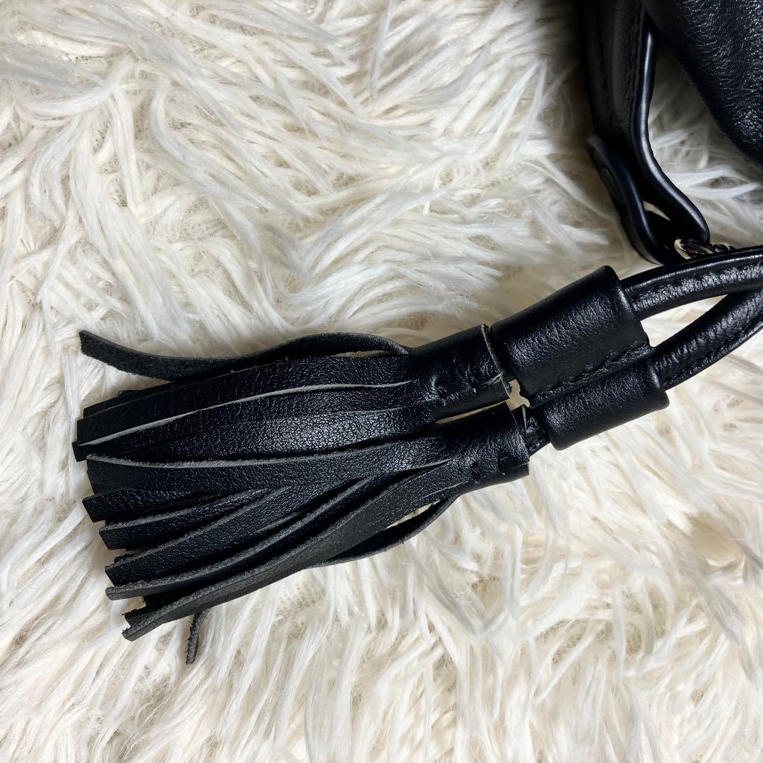 【美品】 シンクビー 巾着 2way ラインストーン レザーブラック