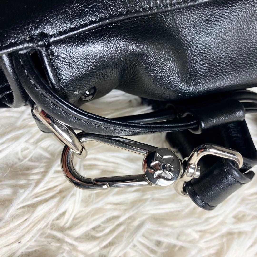 【美品】 シンクビー 巾着 2way ラインストーン レザーブラック