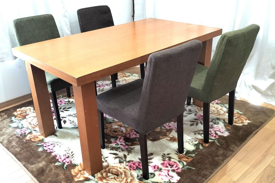静岡市引き取り 木製ダイニングテーブル と 椅子4脚 セット