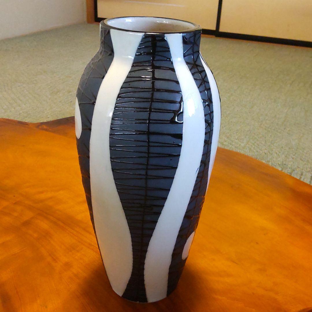 ヴィンテージ　九谷焼　花瓶　花器　陶泉作