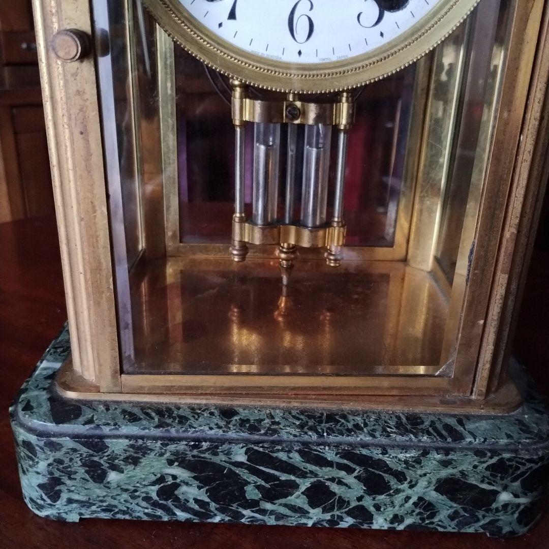 ぬ*.様 アンティーク 精工舎 大理石 4面ガラス 時報打ち 置時計 ゼンマイ