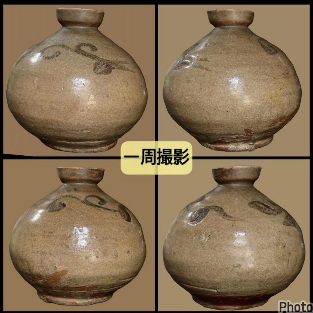 李朝 高麗 前期 徳利 花瓶 鉄絵