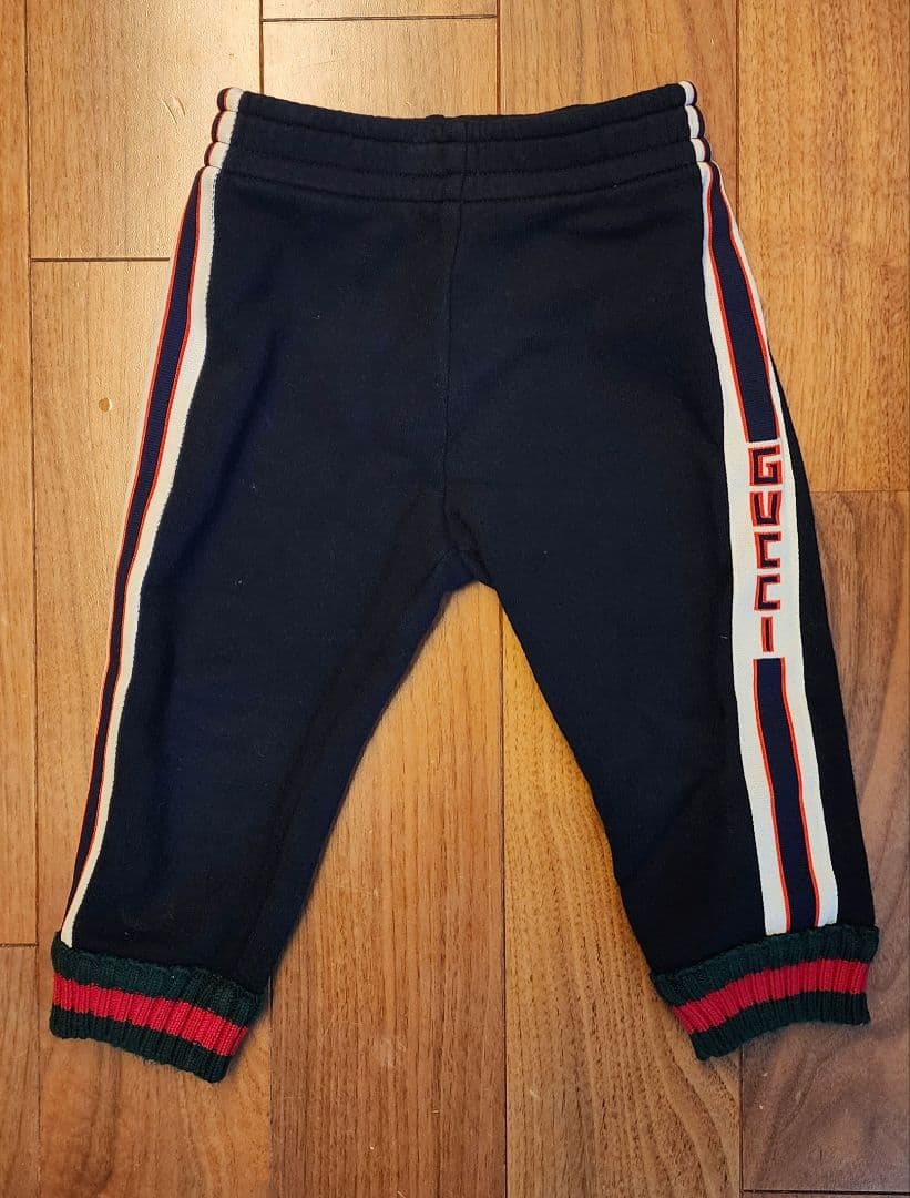 GUCCI ネイビー ストライプ パンツ キッズ スウェットパンツ グッチ