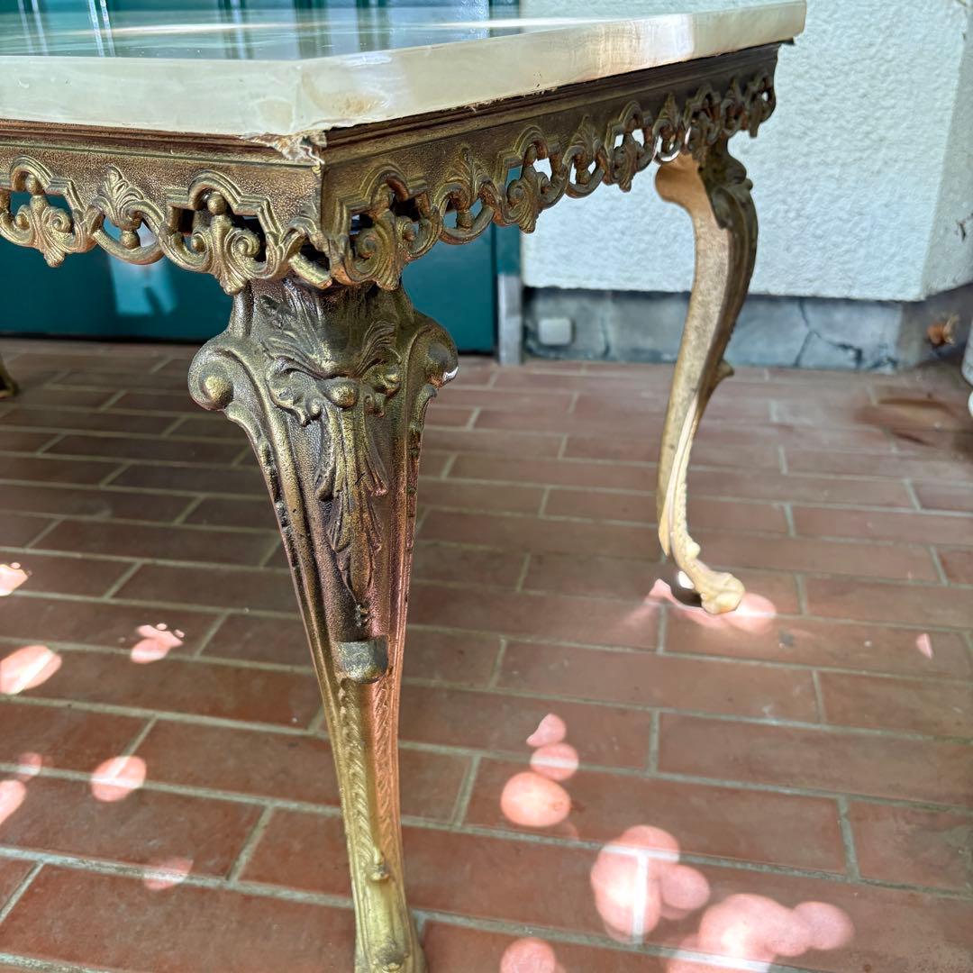 大理石テーブル アンティーク レトロ コーローテーブル W100×D50×H46