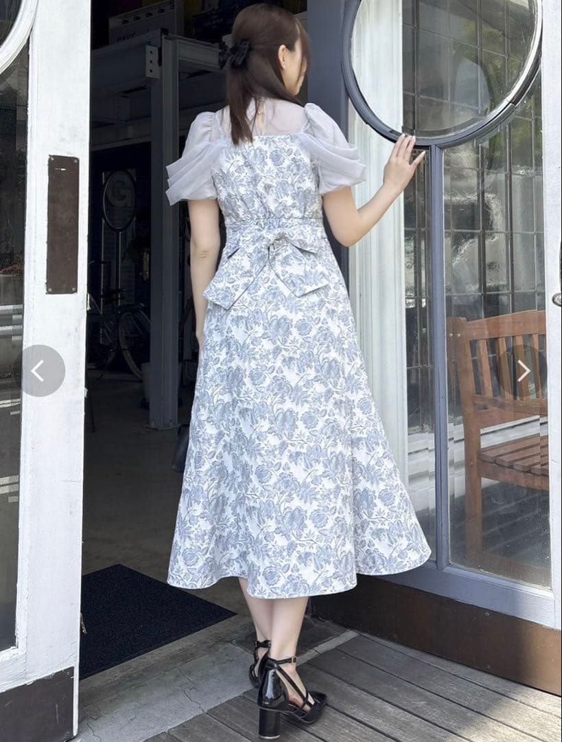 dazzlinシアーベールジャガードワンピース オフホワイト