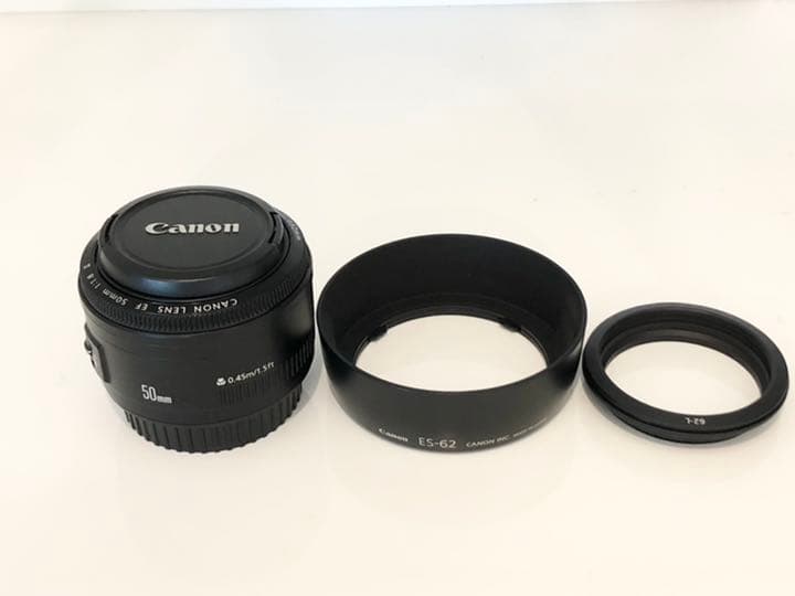 Canon 単焦点レンズ EF50mm 本物 F1.8 II フード ES-62 レンズ(単焦点