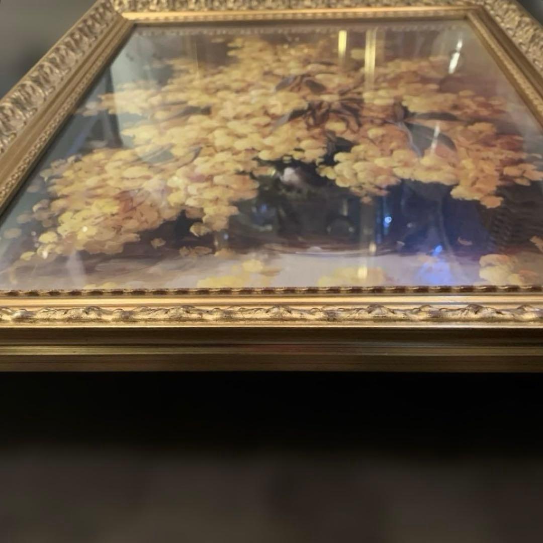 イタリア製 ミモザ 額絵 アート 金枠　BT-491