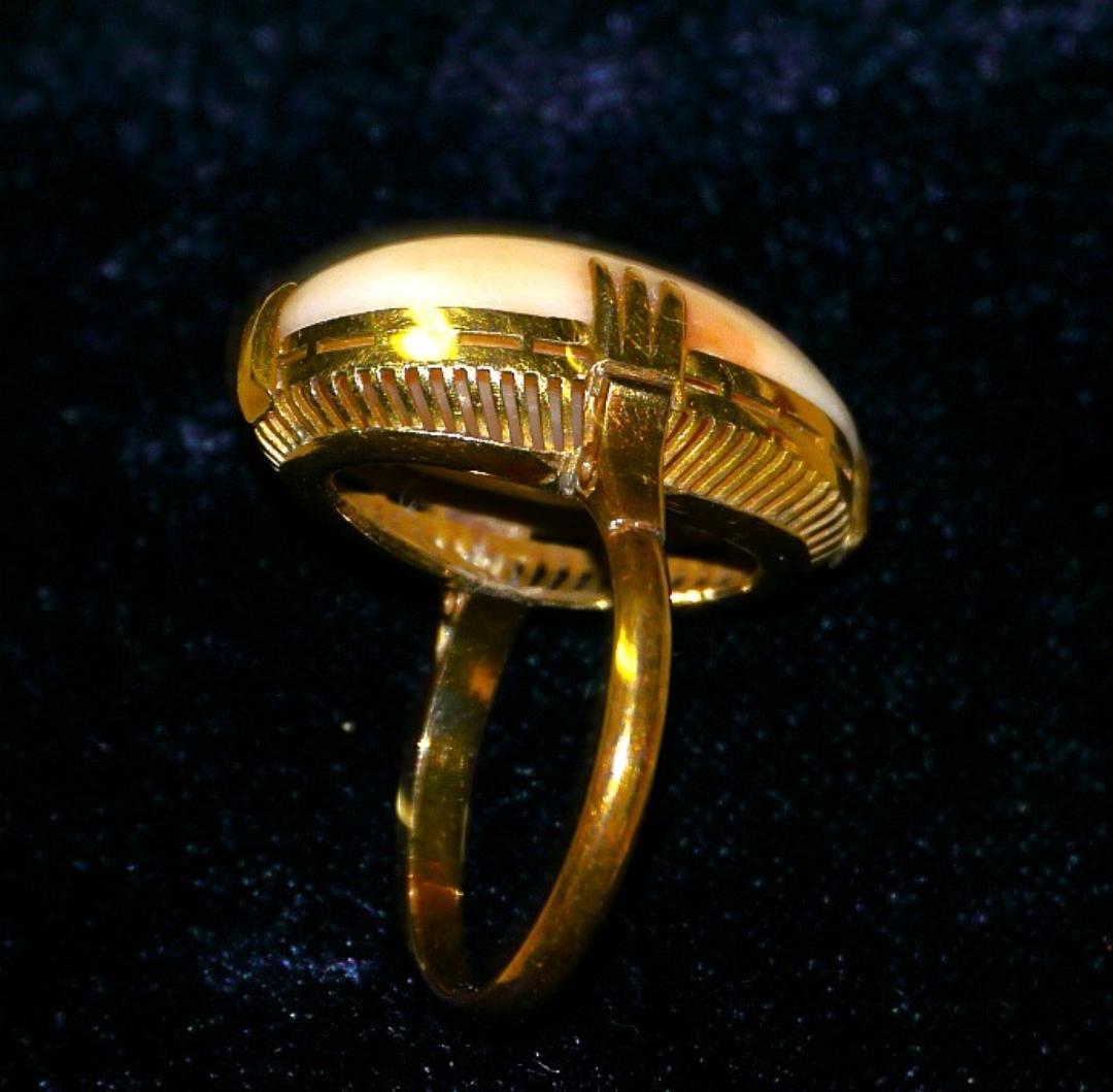 た*ち様 昭和レトロ唯一無二の存在感ある 18金千本透かし金細工 三爪留め大振り