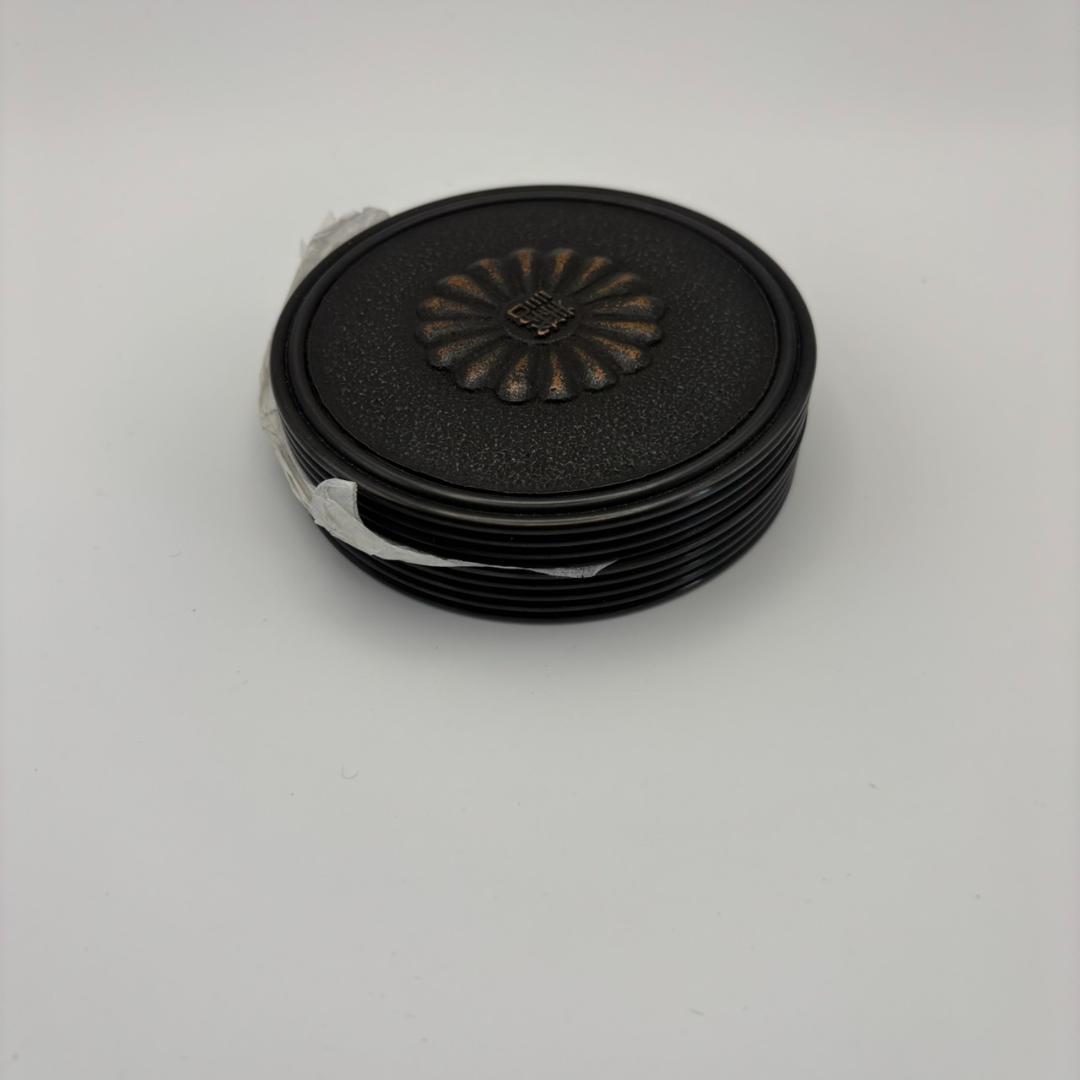 木箱・共布・栞付】青銅 朱肉入 瑞峰堂 菊花文 金工 工芸品 書道具