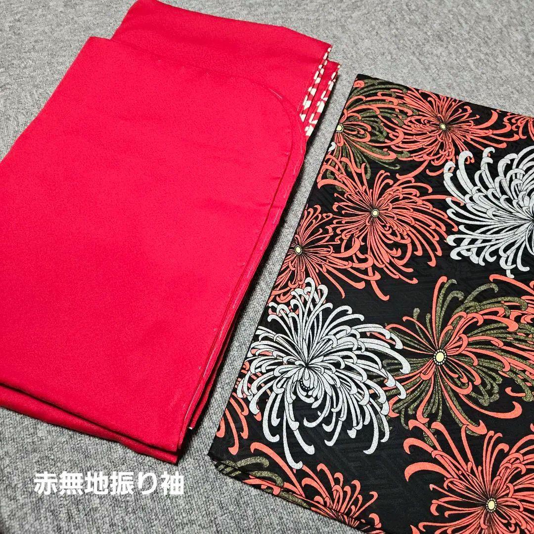 王道の古典柄 正絹振袖三越誂え 買い足し無しのフルセット 身丈166cm 裄長