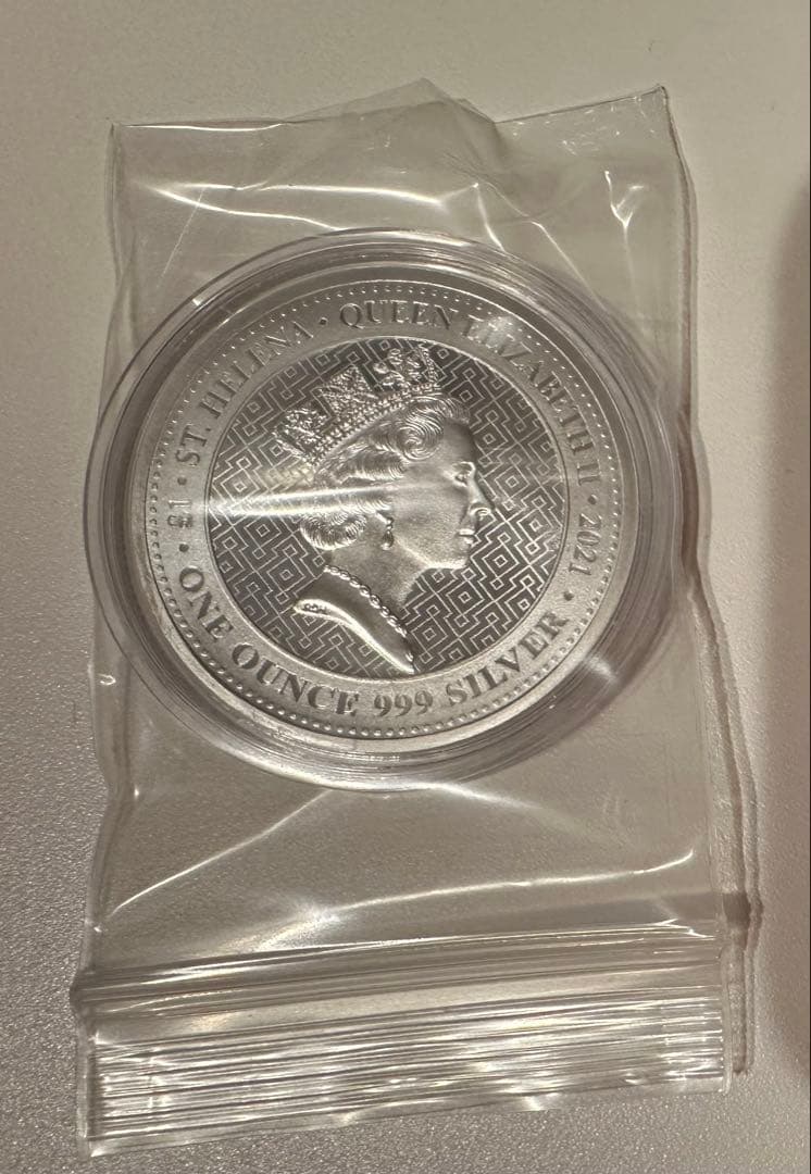 純銀 銀貨セントヘレナ1オンス女王の美徳 プラスエアタイト長方形1