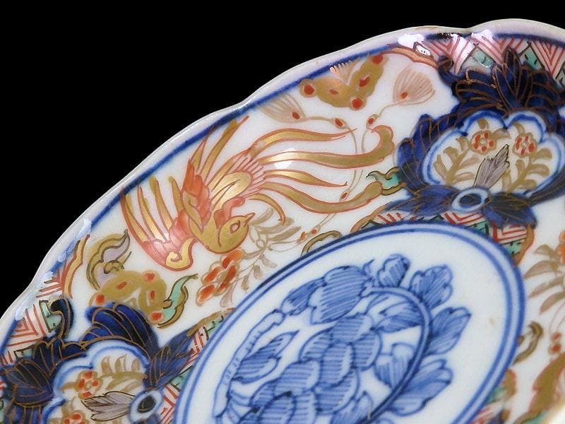 古伊万里 色絵 鳳凰に牡丹の図 4寸皿 5客 C381AS-CZc - メルカリ