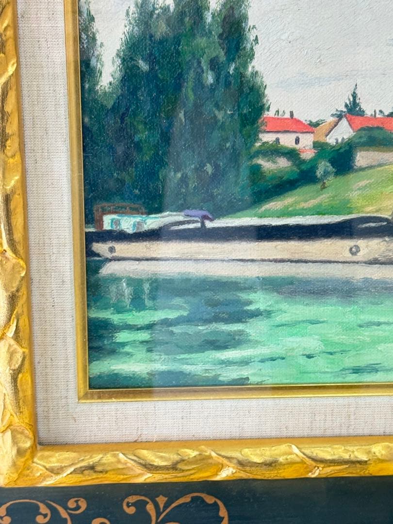 古田 帯川 『セーヌ川畔』 3号 梅田画廊 絵画 油彩 洋画