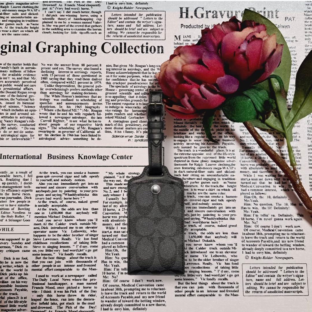 ☆新品☆ COACH ネームタグ シグネチャー ラゲッジタグ チャコール