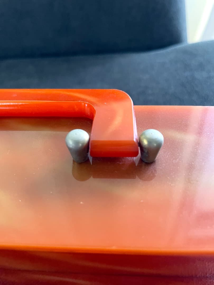 1950年代 ヴィンテージ　レア　ルーサイトバッグ　メイク道具入れ オレンジ