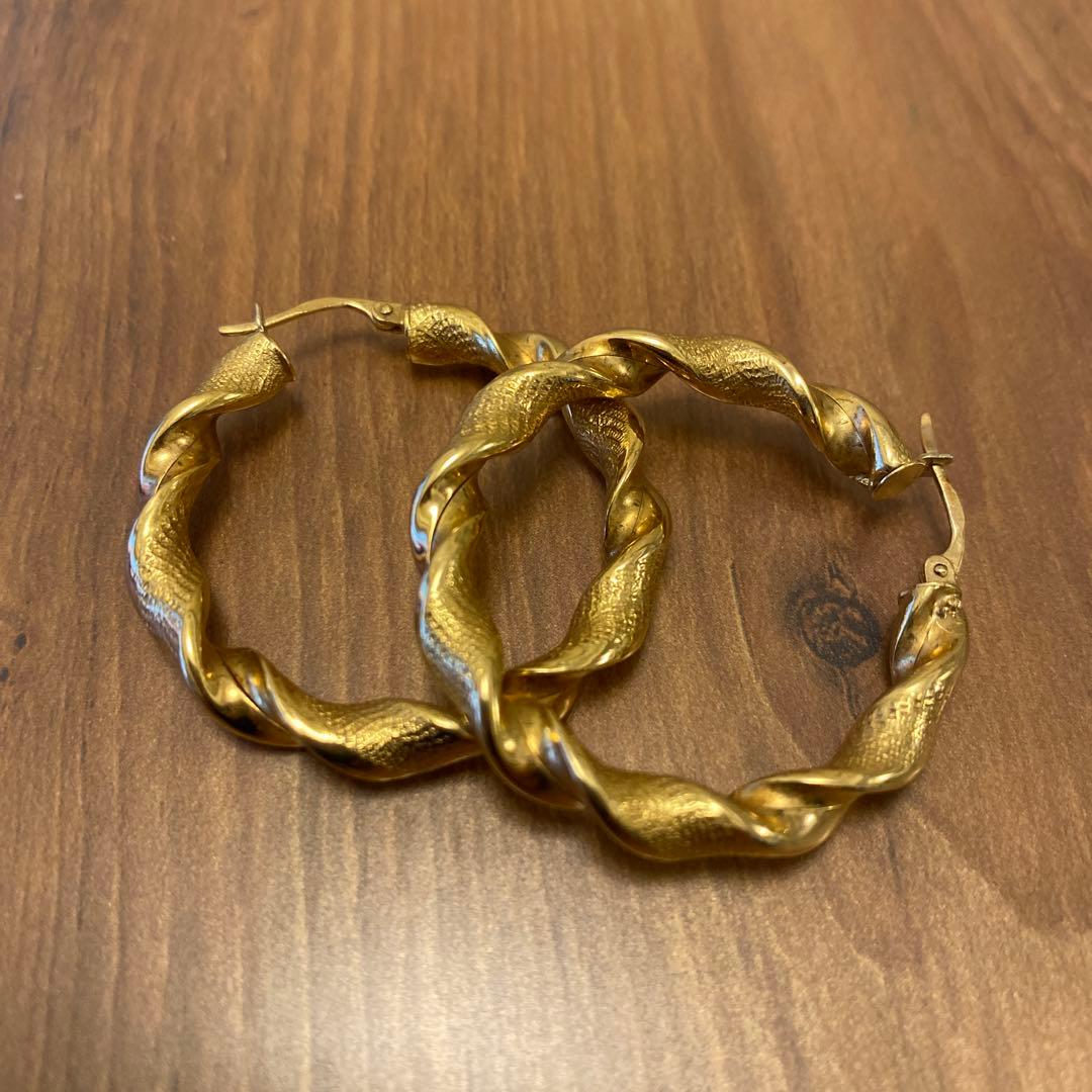 k18 750 フープピアス ツイスト ゴールド 7.1g