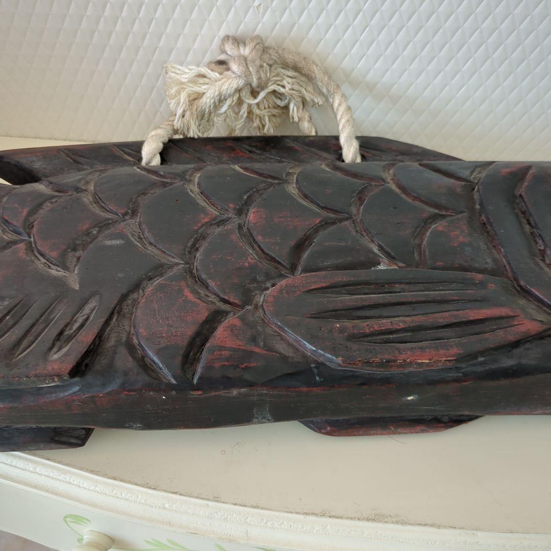 骨董 魚型 木魚 魚鼓 魚板 木彫 茶道具 漆器ディスプレイ 木製 木彫