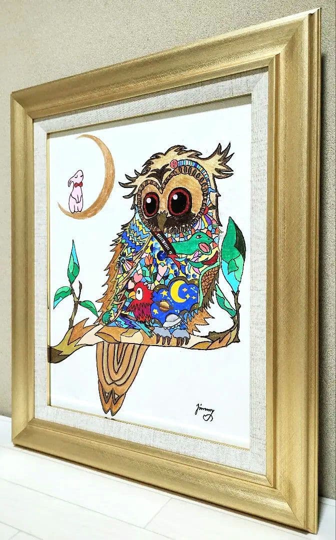 【SALE】［F6号］ジミー大西（森の哲学者）/肉筆/手描き/サイン有/アクリル