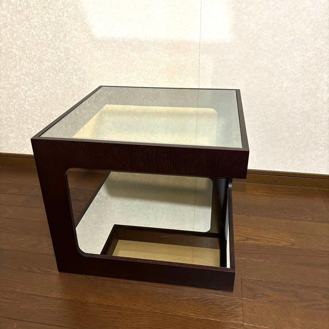 美品】moda en casa コーヒーテーブル ダイス 50 ガラステーブル