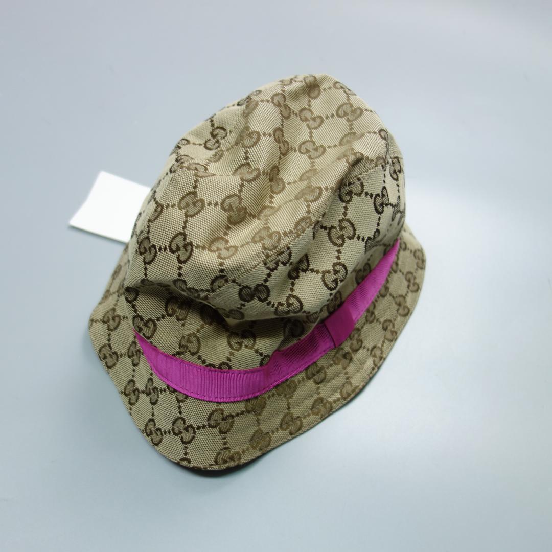 未使用 グッチ キッズチルドレンズ オリジナルGG フェドラハット 56cm