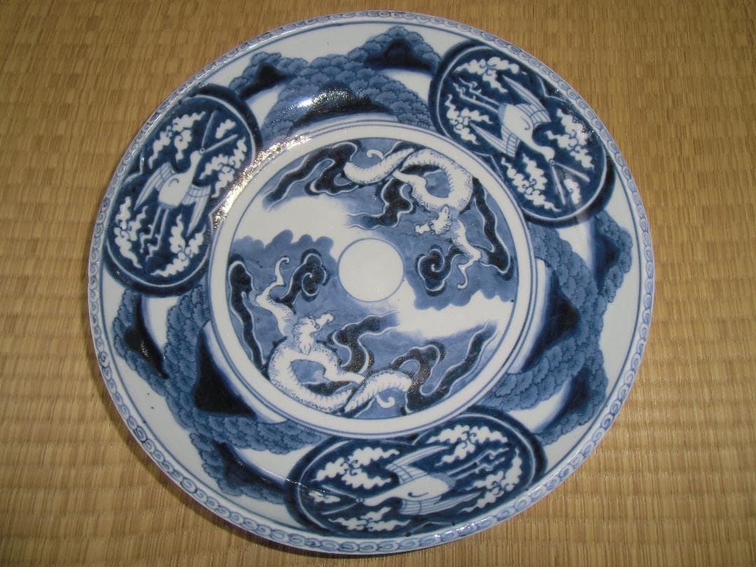 古伊万里 阿呆っぽい鳥 と 龍 大皿