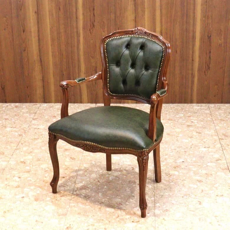 美品】猫足 アンティークソファ マホガニー サロンチェア グリーン