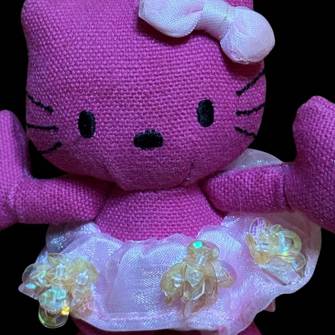 レア　ハローキティ　デニム　ピンク　足長ぬいぐるみ　ストラップ　レトロ　サンリオ