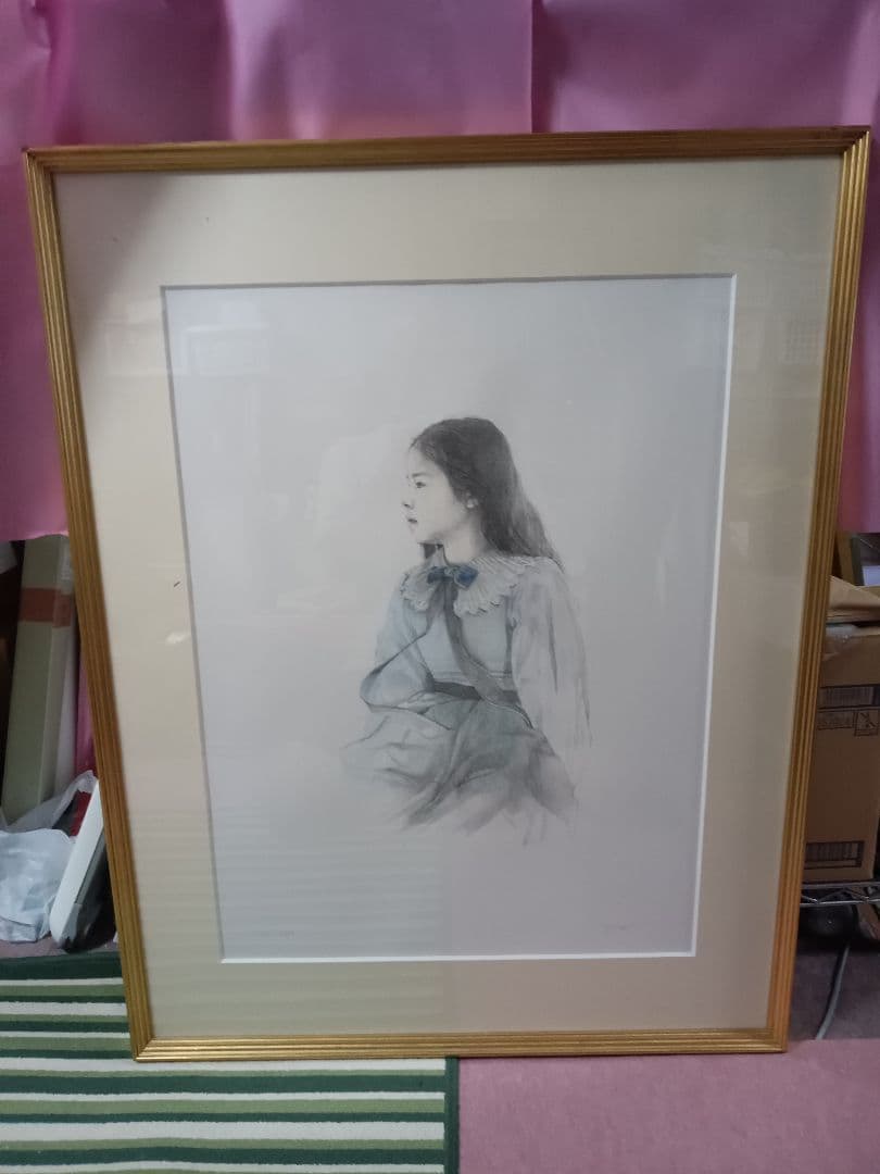 藤井勉作 手彩色リトグラフ (希望) 額付 EA版 作者サイン有り