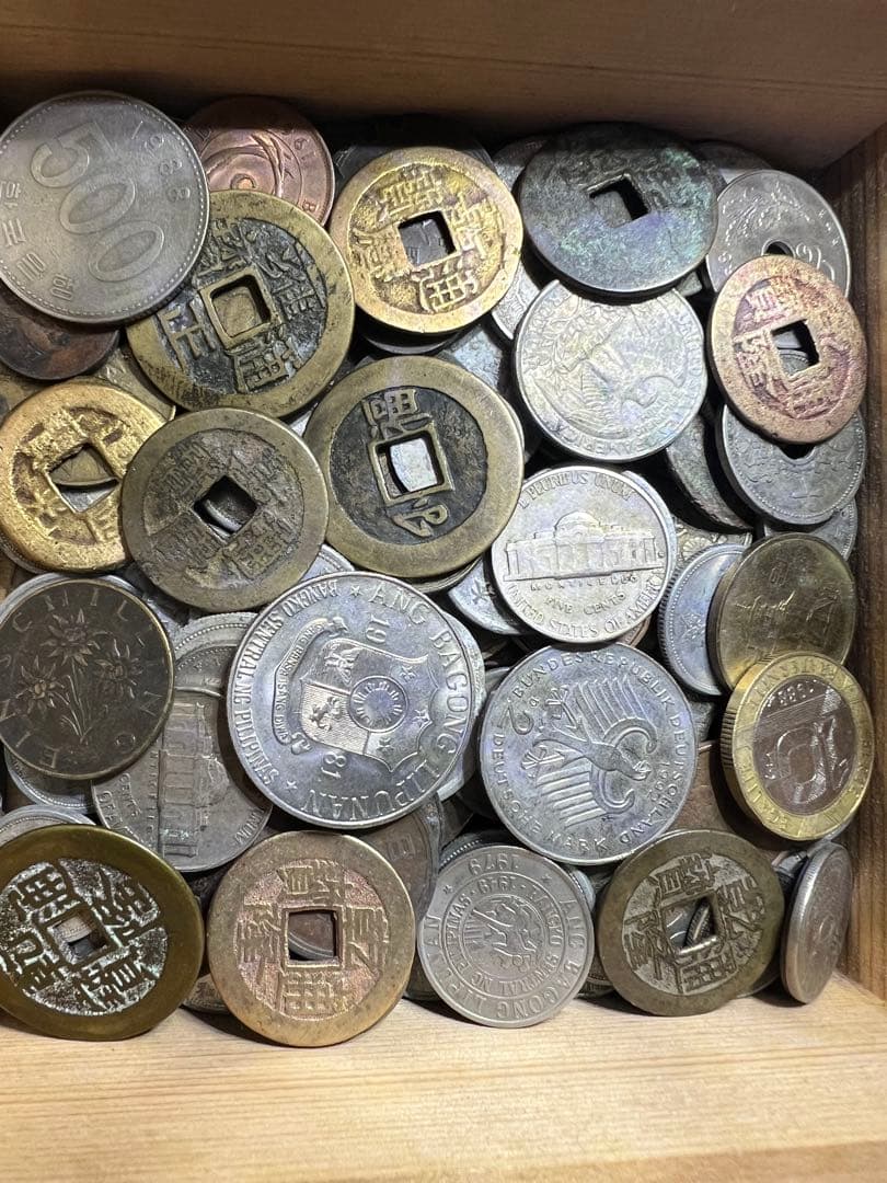 中国古錢 日本 アメリカ約1kgおまとめ大型貨幣 銀貨 ヨーロッパ 自宅保管品