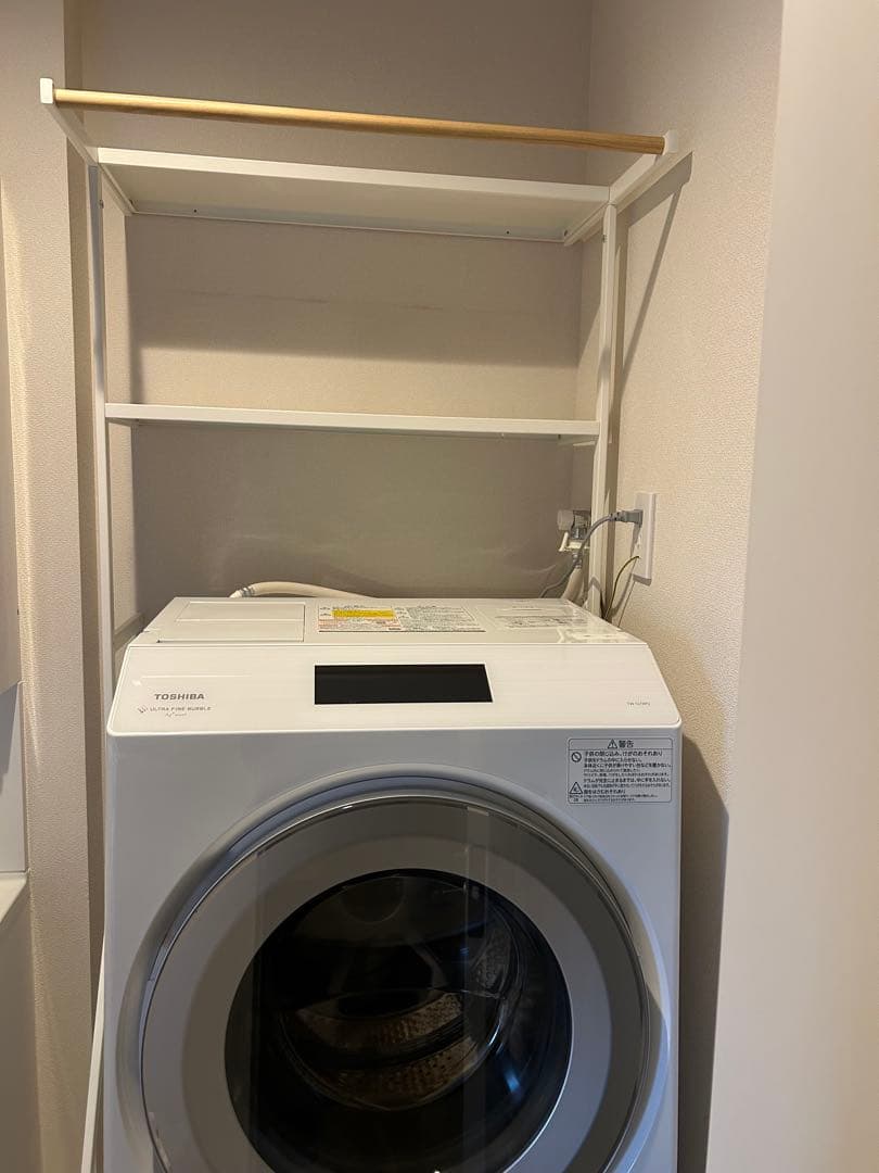 ★4/12まで出品★tower 山﨑実業ランドリーラック 洗濯機用 上部棚付き