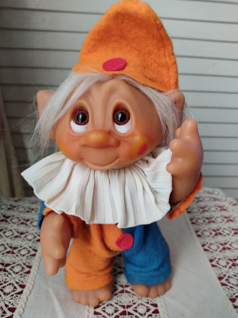 デンマークトロール人形昭和レトロ 妖精 ぬいぐるみ小人ピエロ北欧